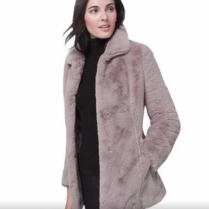 New White House Black Market XS Lilac Faux Fur Lined Coat